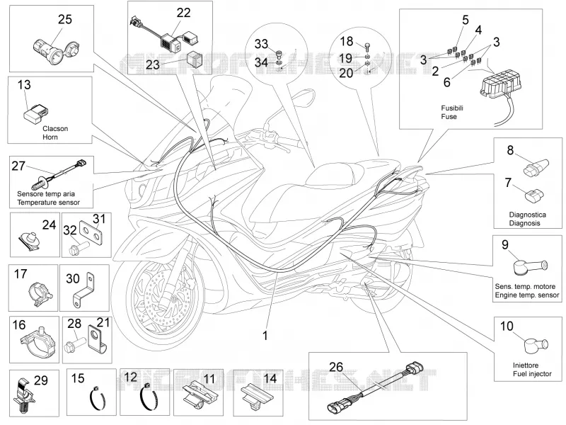 Faisceau de câbles principal PIAGGIO PIAGGIO-SCOOTER 350 X10 2015  X10 4T 4V I.E. E3