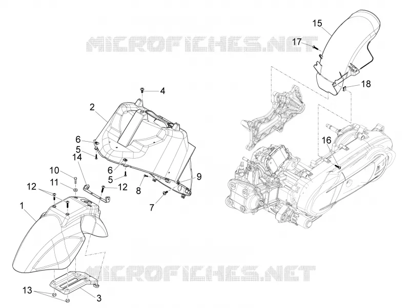 Logement roue - Garde boue PIAGGIO PIAGGIO-SCOOTER 350 X10 2015  X10 4T 4V I.E. E3