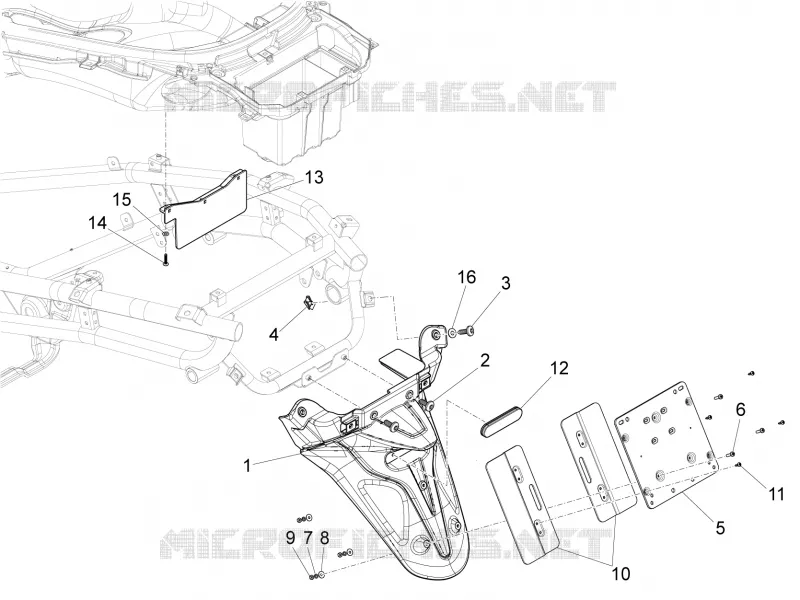 Couvercle arrière - Pare-boue PIAGGIO PIAGGIO-SCOOTER 500 X10 2013  X10 4T 4V I.E. E3
