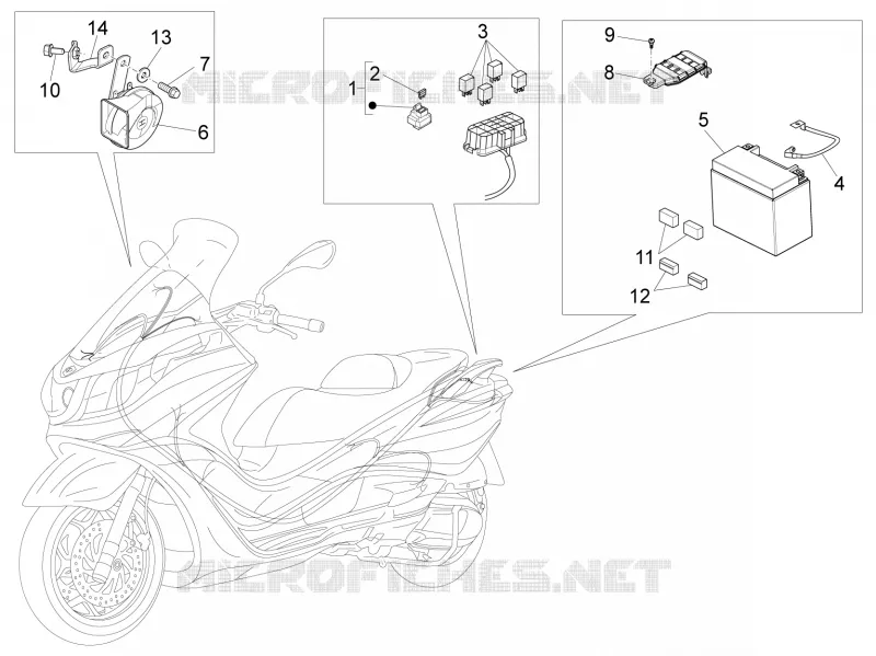 Relais - Batterie - Avertisseur sonore PIAGGIO PIAGGIO-SCOOTER 500 X10 2013  X10 4T 4V I.E. E3
