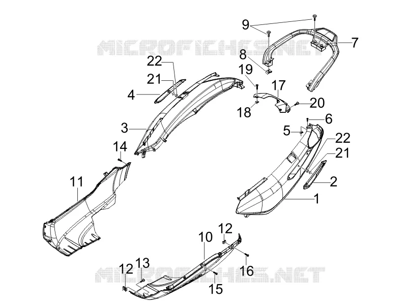 Couvertures laterales - Spoiler PIAGGIO PIAGGIO-SCOOTER 125 X7 2008  X7 Euro 3