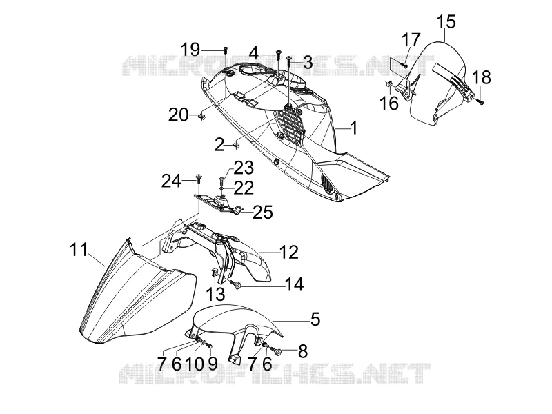 Logement roue - Garde boue PIAGGIO PIAGGIO-SCOOTER 250 X7 2008  X7 ie Euro 3