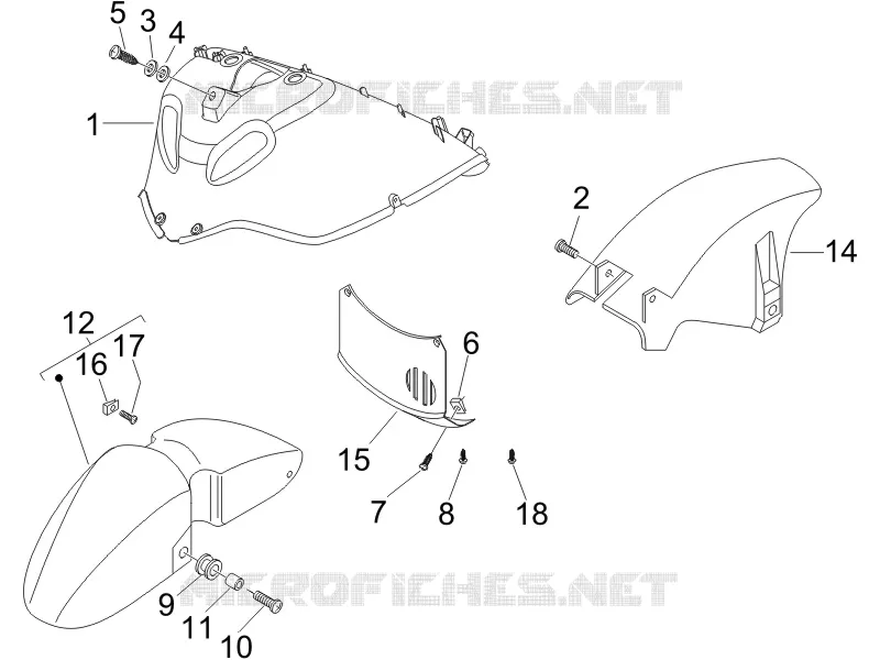 Logement roue - Garde boue PIAGGIO PIAGGIO-SCOOTER 125 X8 2006  X8 Potenziato