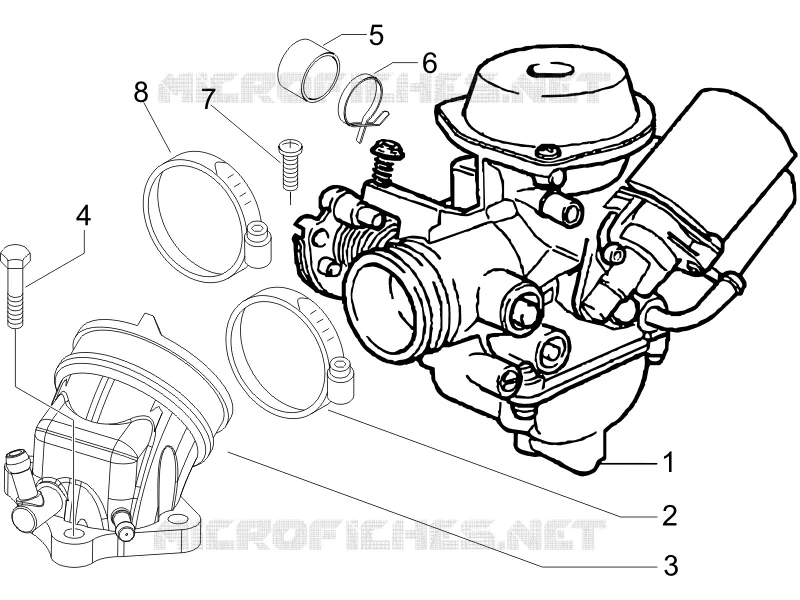 Carburateur complet - Raccord d'admission PIAGGIO PIAGGIO-SCOOTER 125 X8 2006  X8 Premium Euro 2