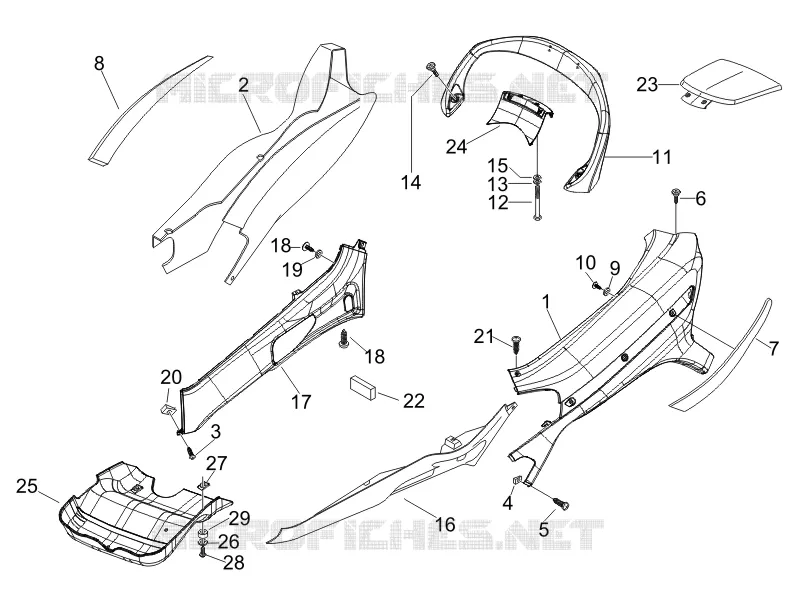 Couvertures laterales - Spoiler PIAGGIO PIAGGIO-SCOOTER 125 X8 2006  X8 Premium Euro 2