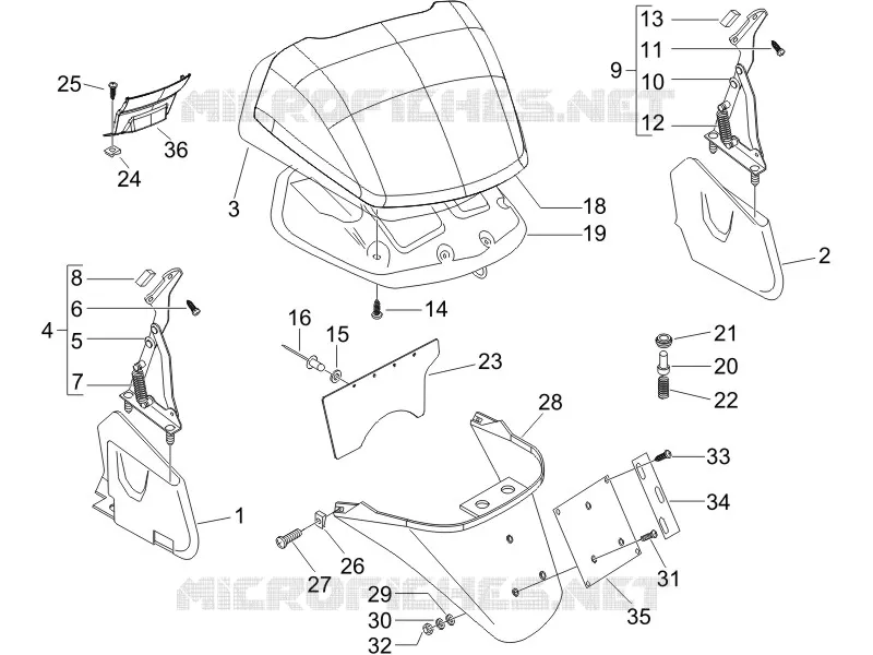 Couvercle arrière - Pare-boue PIAGGIO PIAGGIO-SCOOTER 150 X8 2008  X8 Street Euro 2