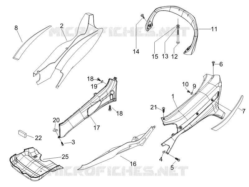 Couvertures laterales - Spoiler PIAGGIO PIAGGIO-SCOOTER 150 X8 2007  X8 Street Euro 2
