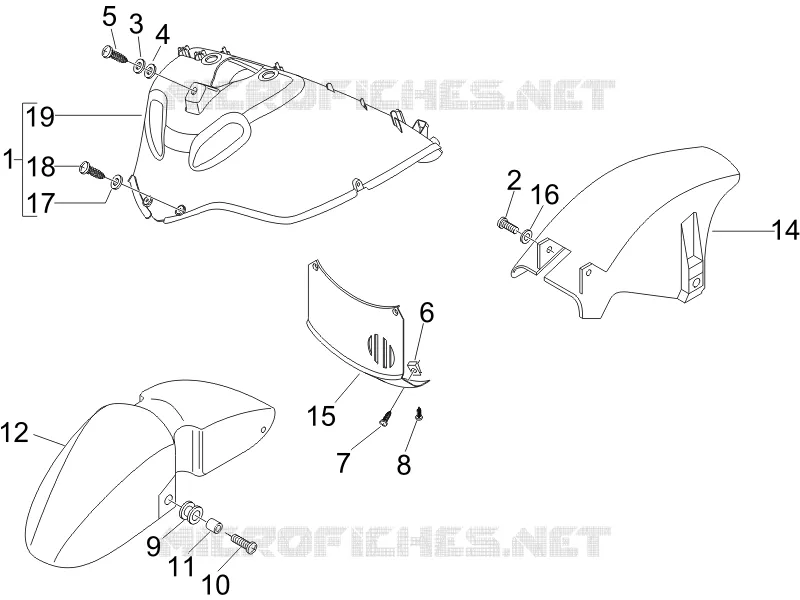 Logement roue - Garde boue PIAGGIO PIAGGIO-SCOOTER 150 X8 2006  X8 Street Euro 2