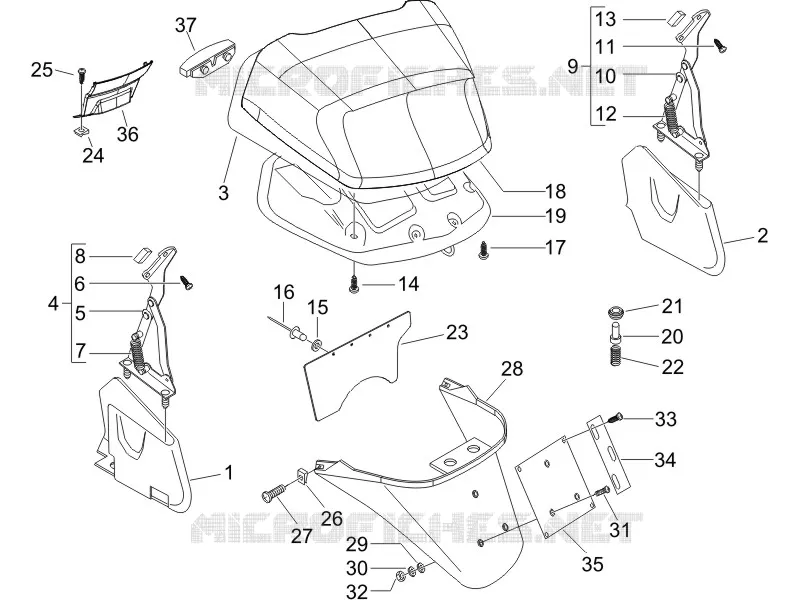 Couvercle arrière - Pare-boue PIAGGIO PIAGGIO-SCOOTER 250 X8 2006  X8 ie