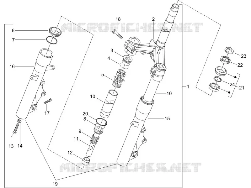 Fourche/tube direction - Ensemble butée dir. PIAGGIO PIAGGIO-SCOOTER 250 X8 2006  X8 ie