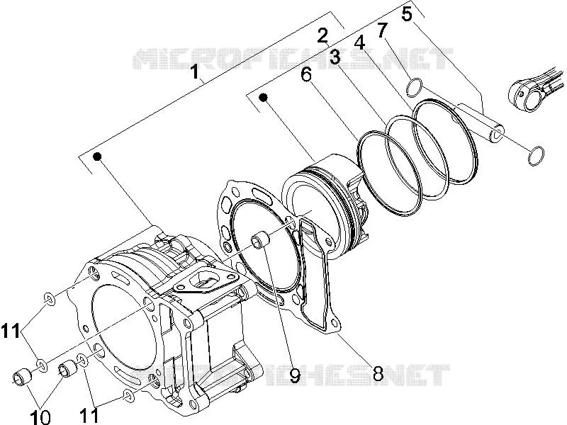 Groupe cylindre-piston-axe PIAGGIO PIAGGIO-SCOOTER 250 X8 2006  X8 ie