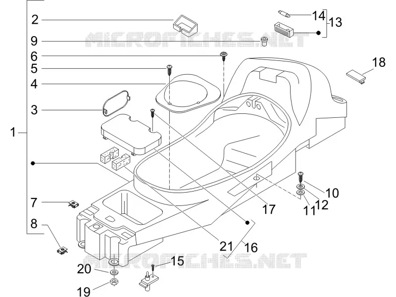 Logement casque - Dessous de selle PIAGGIO PIAGGIO-SCOOTER 250 X8 2006  X8 ie