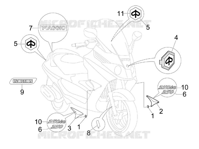 Monogrammes - Decorations PIAGGIO PIAGGIO-SCOOTER 250 X8 2008  X8 ie