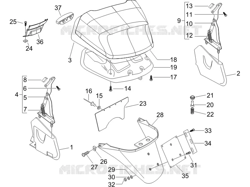 Couvercle arrière - Pare-boue PIAGGIO PIAGGIO-SCOOTER 250 X8 2008  X8 ie