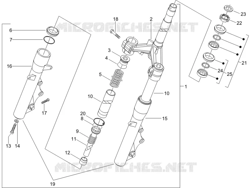 Fourche/tube direction - Ensemble butée dir. PIAGGIO PIAGGIO-SCOOTER 250 X8 2005  X8 ie