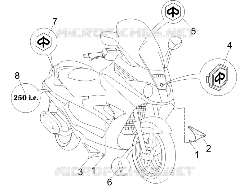 Monogrammes - Decorations PIAGGIO PIAGGIO-SCOOTER 250 X8 2007  X8 ie