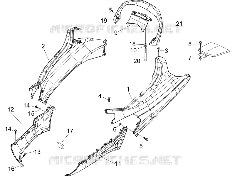 Couvertures laterales - Spoiler PIAGGIO PIAGGIO-SCOOTER 400 X8 2006  X8 ie (Euro 3)