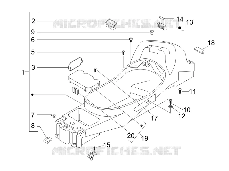 Logement casque - Dessous de selle PIAGGIO PIAGGIO-SCOOTER 400 X8 2008  X8 ie (Euro 3)