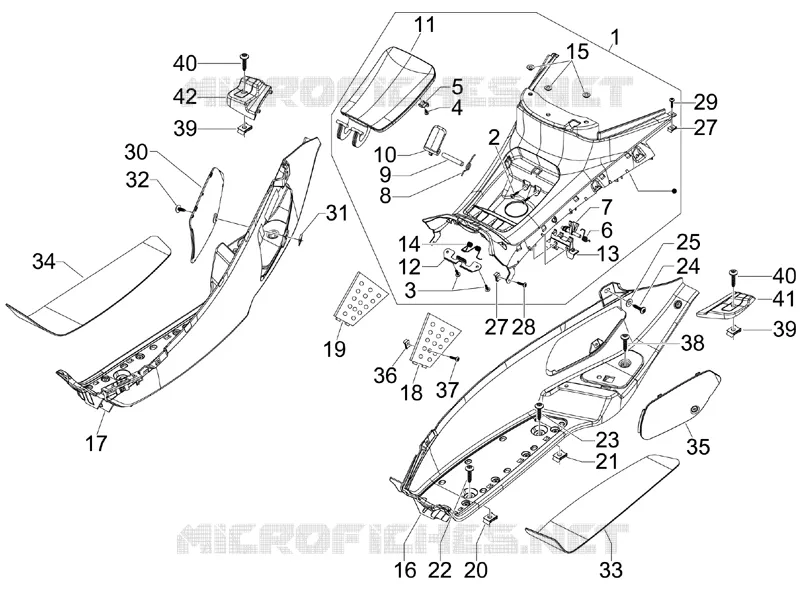 Protection centrale - Repose-pieds PIAGGIO PIAGGIO-SCOOTER 400 X8 2007  X8 ie (Euro 3)
