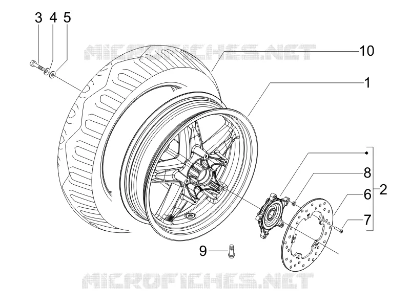 Roue arrière PIAGGIO PIAGGIO-SCOOTER 400 X8 2008  X8 ie (Euro 3)