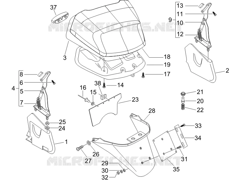Couvercle arrière - Pare-boue PIAGGIO PIAGGIO-SCOOTER 400 X8 2006  X8 ie Euro 3