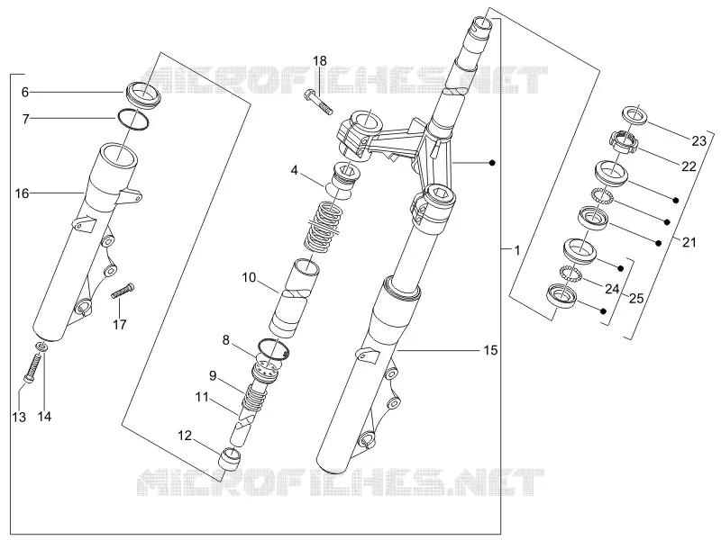 Fourche/tube direction - Ensemble butée dir. PIAGGIO PIAGGIO-SCOOTER 400 X8 2006  X8 ie Euro 3