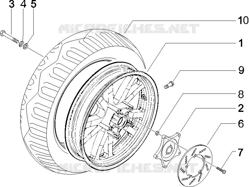 Roue arrière PIAGGIO PIAGGIO-SCOOTER 400 X8 2006  X8 ie Euro 3