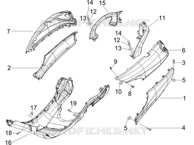 Couvertures laterales - Spoiler PIAGGIO PIAGGIO-SCOOTER 400 X8 2007  X8 ie Euro 3