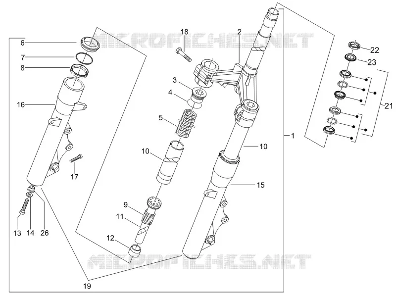 Fourche/tube direction - Ensemble butée dir. PIAGGIO PIAGGIO-SCOOTER 400 X9 2008  X8 ie Euro 3