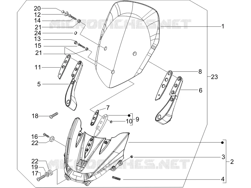 Pare-brise - Glaces PIAGGIO PIAGGIO-SCOOTER 500 X9 2006  X9 Evolution