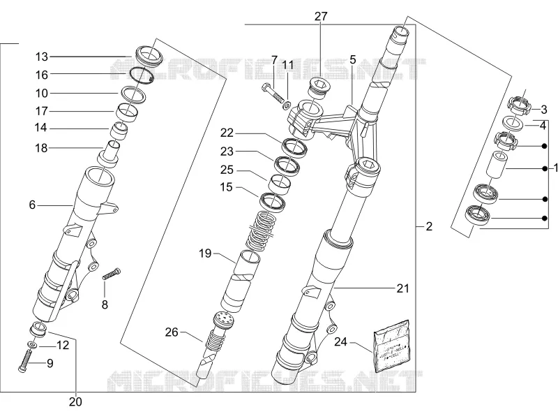 Fourche/tube direction - Ensemble butée dir. PIAGGIO PIAGGIO-SCOOTER 500 X9 2007  X9 Evolution