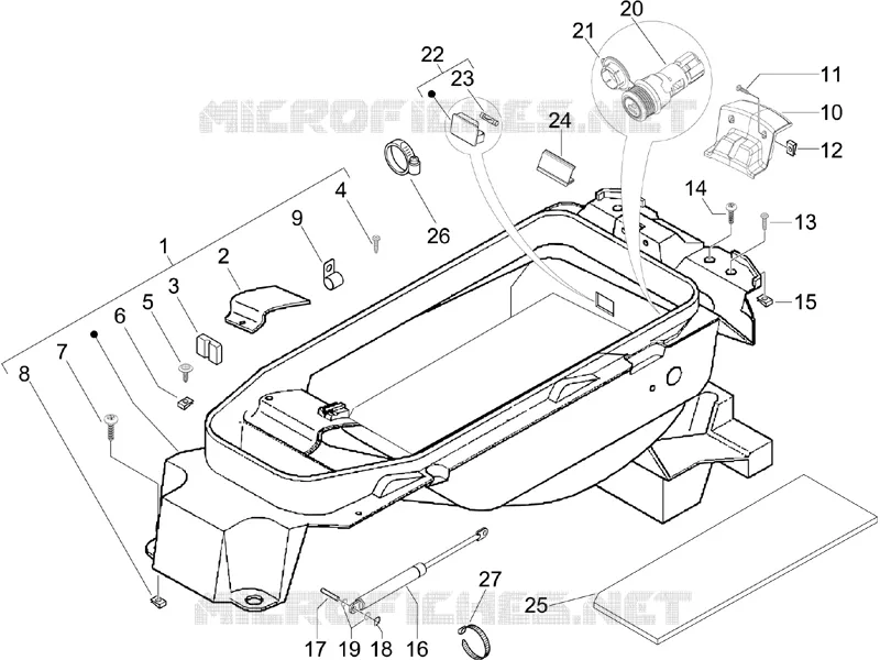 Logement casque - Dessous de selle PIAGGIO PIAGGIO-SCOOTER 500 X9 2006  X9 Evolution ABS