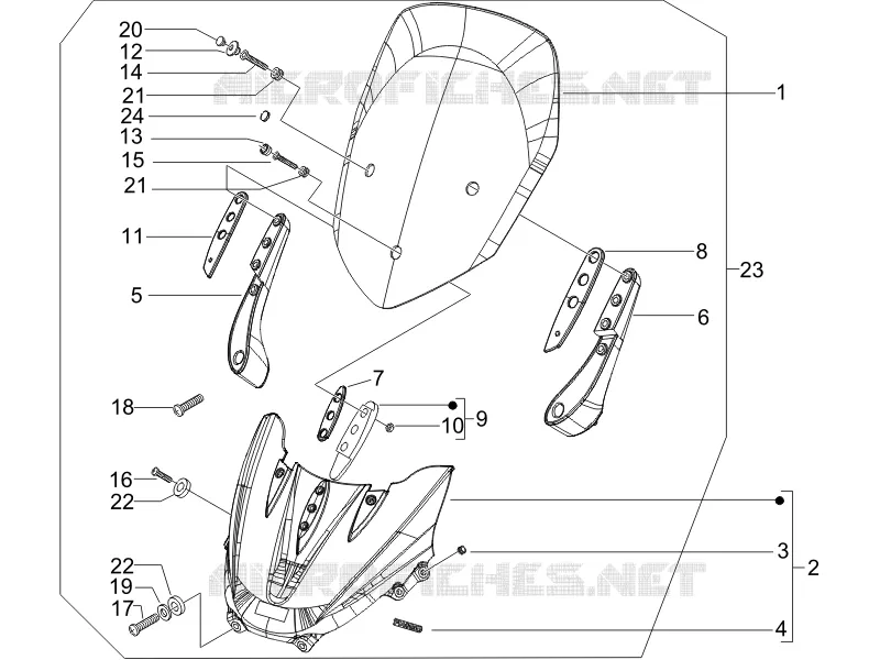 Pare-brise - Glaces PIAGGIO PIAGGIO-SCOOTER 500 X9 2007  X9 Evolution ABS