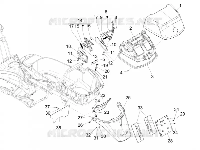 Couvercle arrière - Pare-boue PIAGGIO PIAGGIO-SCOOTER 125 X-EVO 2010  X Evo Euro 3