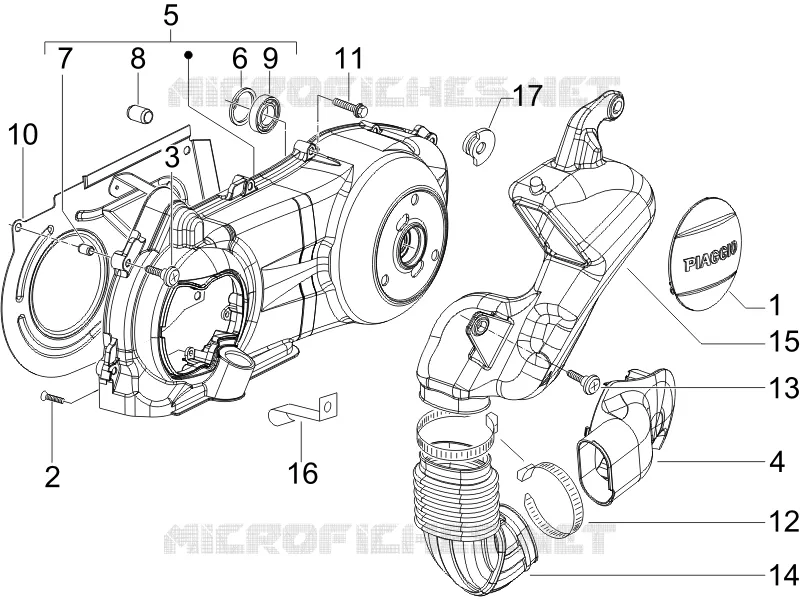 Couvercle carter - Refoidissement carter PIAGGIO PIAGGIO-SCOOTER 125 X-EVO 2016  X Evo Euro 3