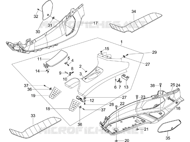 Protection centrale - Repose-pieds PIAGGIO PIAGGIO-SCOOTER 125 X-EVO 2011  X Evo Euro 3