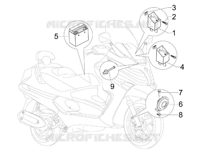 Relais - Batterie - Avertisseur sonore PIAGGIO PIAGGIO-SCOOTER 125 X-EVO 2013  X Evo Euro 3