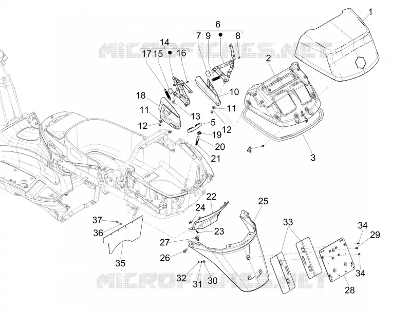 Couvercle arrière - Pare-boue PIAGGIO PIAGGIO-SCOOTER 125 X-EVO 2013  X Evo Euro 3