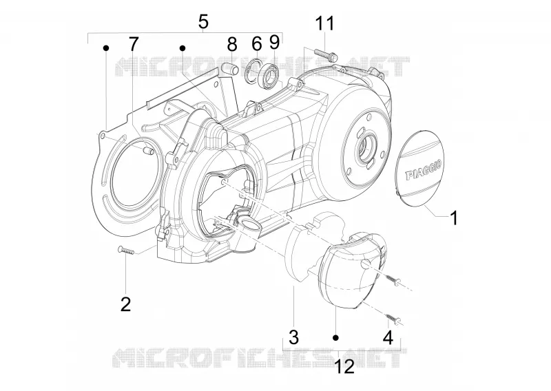 Couvercle carter - Refoidissement carter PIAGGIO PIAGGIO-SCOOTER 125 X-EVO 2015  X Evo Euro 3