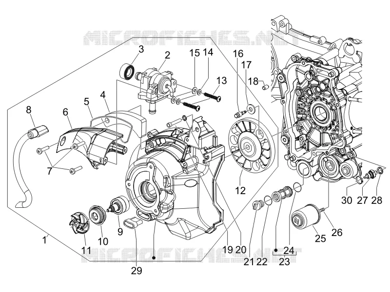 Couvercle volant magnetique - Filtre à huile PIAGGIO PIAGGIO-SCOOTER 125 X-EVO 2008  X Evo Euro 3