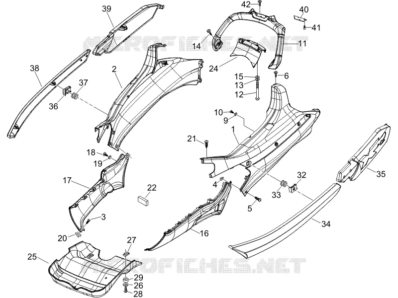Couvertures laterales - Spoiler PIAGGIO PIAGGIO-SCOOTER 125 X-EVO 2016  X Evo Euro 3