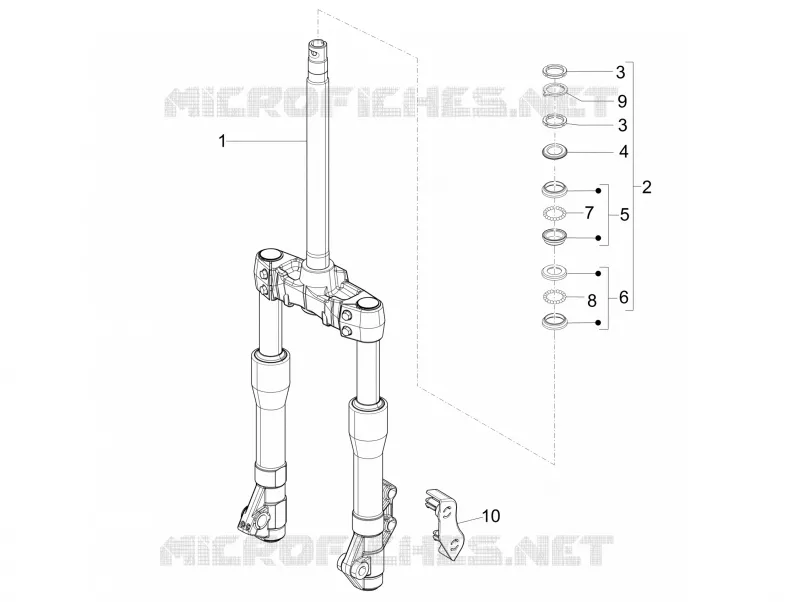 Fourche/tube direction - Ensemble butée dir. PIAGGIO PIAGGIO-SCOOTER 125 X-EVO 2014  X Evo Euro 3