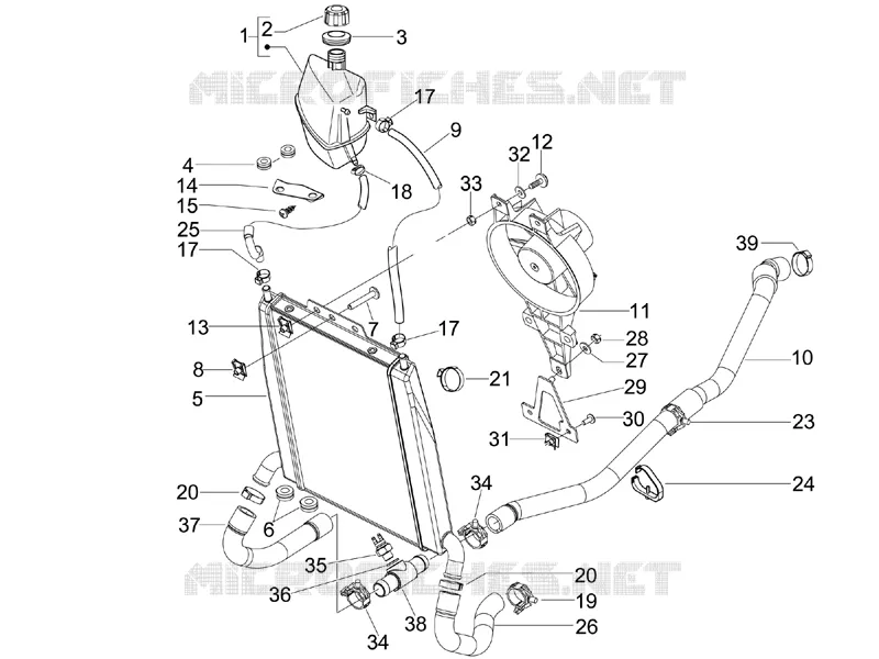 Installation refroidissement PIAGGIO PIAGGIO-SCOOTER 125 X-EVO 2012  X Evo Euro 3