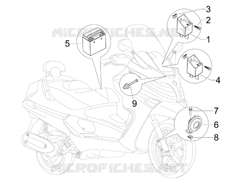 Relais - Batterie - Avertisseur sonore PIAGGIO PIAGGIO-SCOOTER 125 X-EVO 2014  X Evo Euro 3