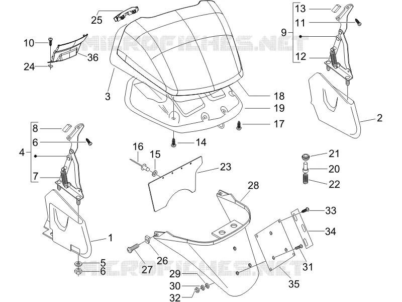 Couvercle arrière - Pare-boue PIAGGIO PIAGGIO-SCOOTER 250 X-EVO 2017  X Evo Euro 3