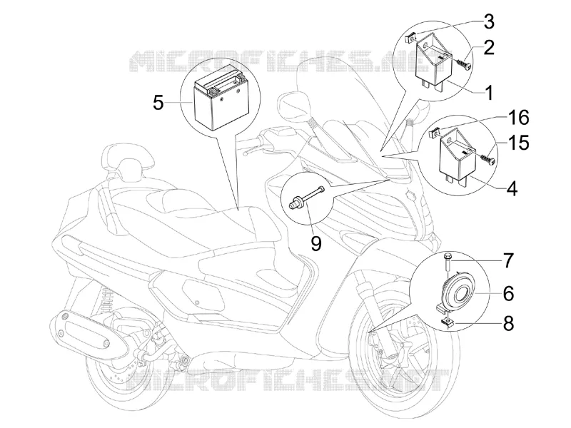 Relais - Batterie - Avertisseur sonore PIAGGIO PIAGGIO-SCOOTER 250 X-EVO 2017  X Evo Euro 3