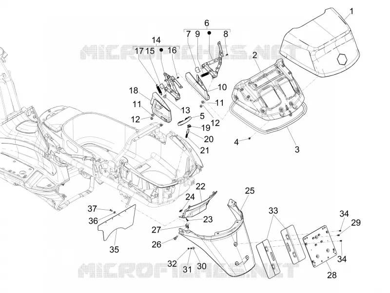 Couvercle arrière - Pare-boue PIAGGIO PIAGGIO-SCOOTER 250 X-EVO 2014  X Evo Euro 3