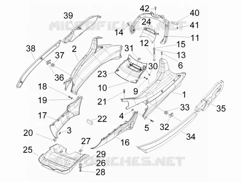 Couvertures laterales - Spoiler PIAGGIO PIAGGIO-SCOOTER 250 X-EVO 2008  X Evo Euro 3