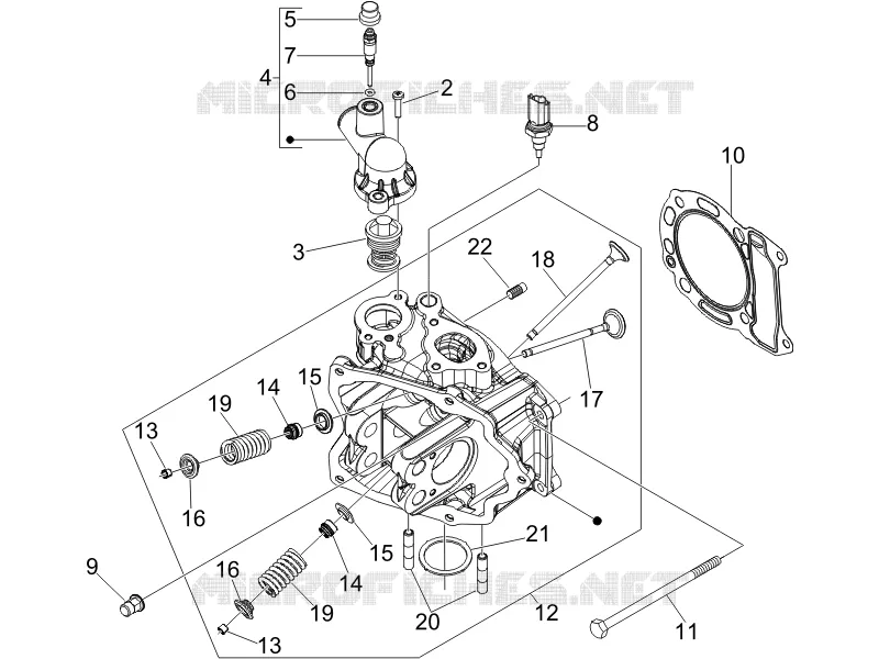 Ensemble culasse - Soupape PIAGGIO PIAGGIO-SCOOTER 250 X-EVO 2009  X Evo Euro 3