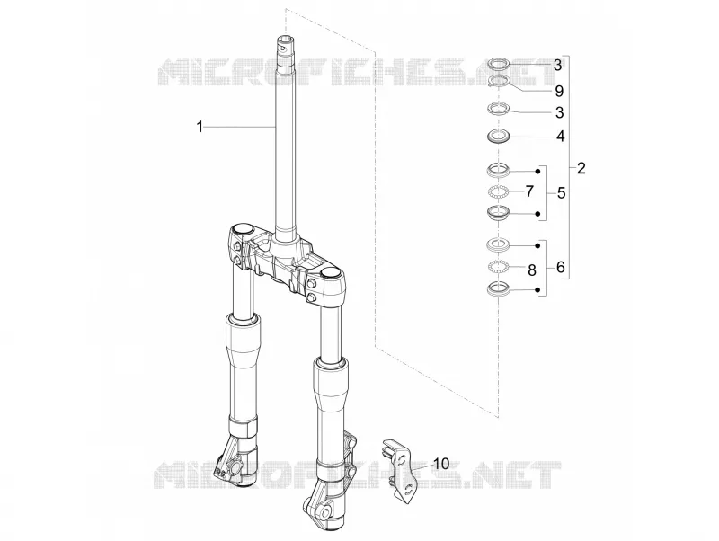 Fourche/tube direction - Ensemble butée dir. PIAGGIO PIAGGIO-SCOOTER 250 X-EVO 2013  X Evo Euro 3